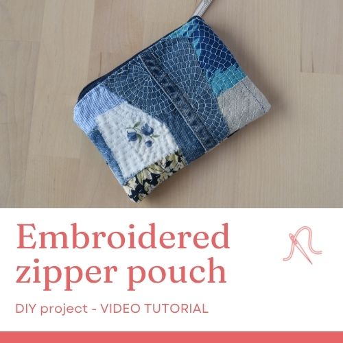 Proyecto DIY de bolsa con cremallera bordada y tutorial en vídeo