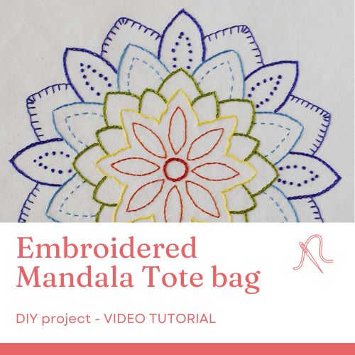 Mandala bordado Tote bag - video tutorial de bordado a mano y costura