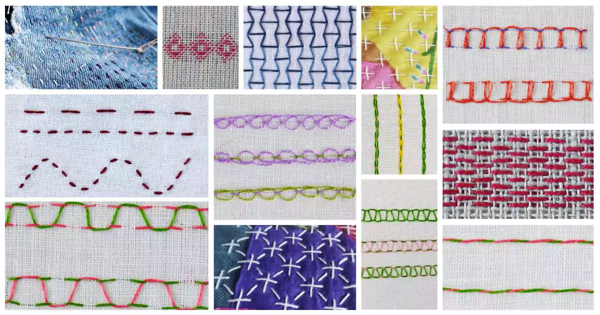 Puntada corrida y sus variaciones: compilación de las puntadas bordadas a mano de la familia de puntadas corridas