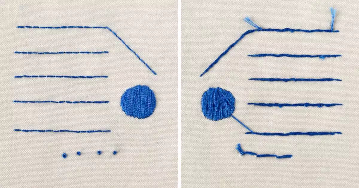 Cómo empezar y terminar las puntadas de bordado