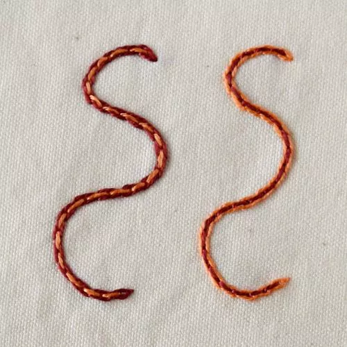 Punto cadeneta pespunteado