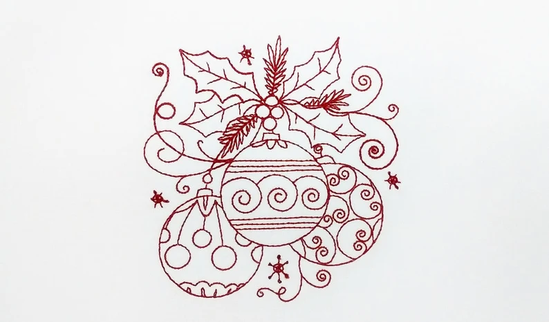 Redwork Navidad diseño bordado a mano