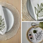 DIY servilletas bordadas con una rama de olivo: Descarga gratuita del patrón y tutorial paso a paso de bordado a mano