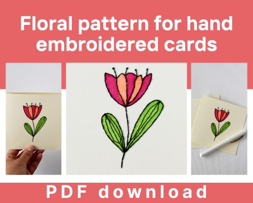 Patrón floral para tarjetas bordadas a mano