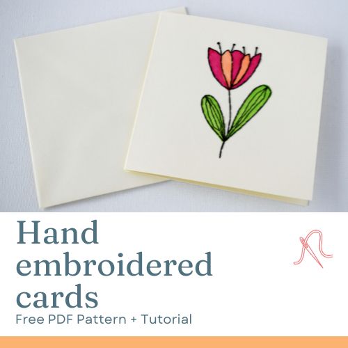 Tarjetas bordadas a mano con tutorial de flores