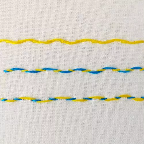 Puntada corrida enhebrada