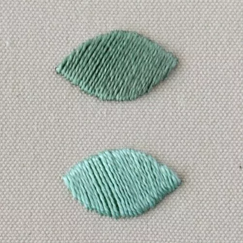 Puntada de satén acolchada