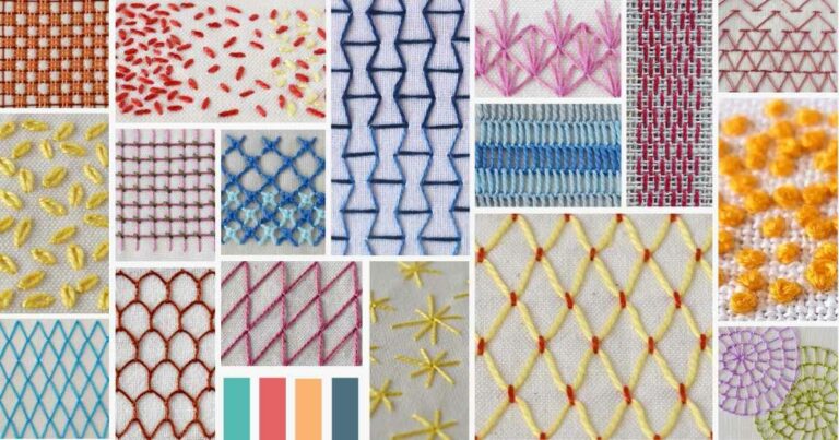 Puntadas de relleno abiertas para rellenos ligeros y aireados en bordados a mano modernos con imagen de portada.